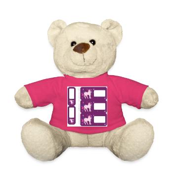 DIY Schulaufkleber Set - Fantasy Einhorn lila - 5 - Teddy - Pink - Vorne