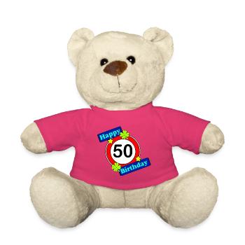 50.Birthday , 50 Years , Happy Birthday 50 (25) - Teddy Bear - pink - Front
