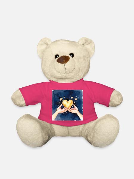 Goldherz im Sternenhimmel - Teddy - Pink