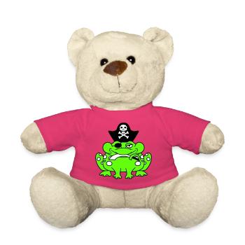 Frog Captain Cap Toad Funny Comic Cartoon - Teddy Bear - pink - Front