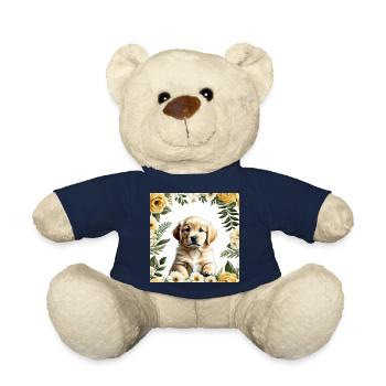 Cute puppy in flower wreath - Teddy Bear - french navy - Front
