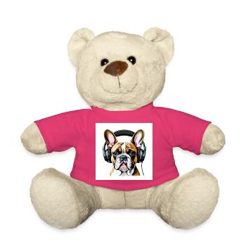 Neuartiges Hundemotiv mit Kopfhörern - Teddy - Pink - Vorne