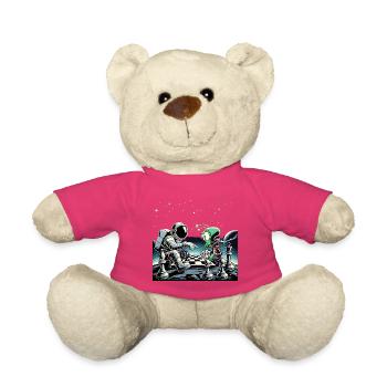 Astronaut Alien Schach Spiel Universum Geschenk - Teddy - Pink - Vorne