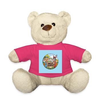 Einschulung Hallo Schule mit lustigen Tieren - Teddy - Pink - Vorne
