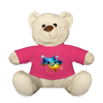 Ukraine Land Wappen ukrainisch Flagge Geschenk - Teddy - Pink - Vorne