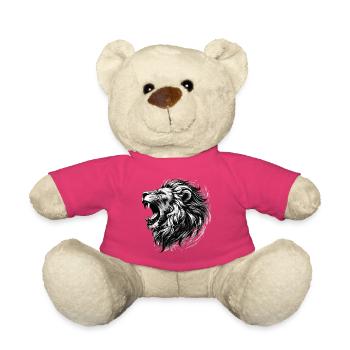 Lion rugit force noir et blanc Lion tête cadeau - Nounours - rose - Devant