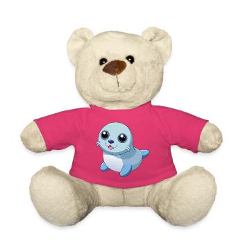 Robbenbaby mit großen leuchtenden Augen - Teddy - Pink - Vorne