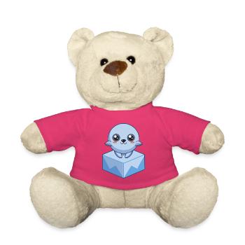 Bébé phoque pixel sur un glaçon - Nounours - rose - Devant