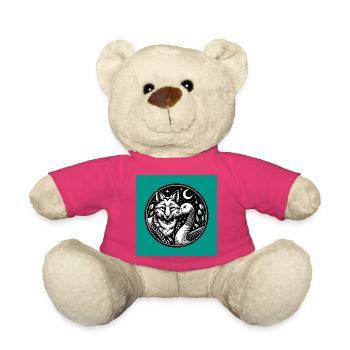 Fox and goose in friendship - Teddy Bear - pink - Front
