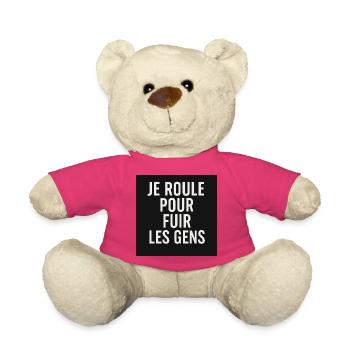 Ich fahre, um vor Menschen wegzulaufen – Biker-Design - Teddy - Pink - Vorne