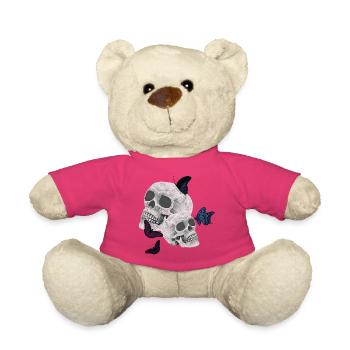 Menschenschädel und Schmetterlinge Tattoos - Teddy - Pink - Vorne
