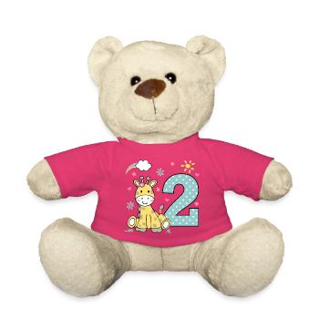 2. Geburtstag - niedliche Giraffe Mädchen Geschenk - Teddy - Pink - Vorne