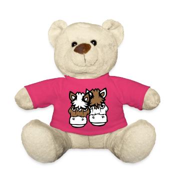 2 Pferde Mann Frau Liebespaar Freunde Liebe Team - Teddy - Pink - Vorne
