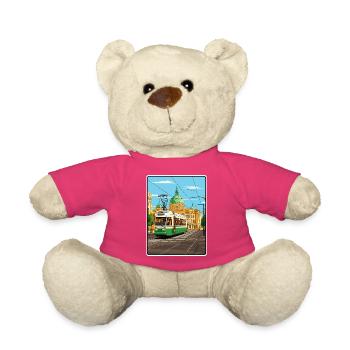 Sofia Bulgaria Historic Tramway Elegant Cityscape - Teddy Bear - pink - Front