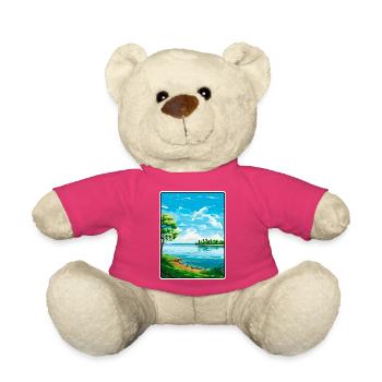 Lake Erie USA Canada Travel Poster Cityscape WPA - Teddy Bear - pink - Front
