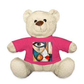 Portrait abstrait géométrique expressif - Nounours - rose - Devant