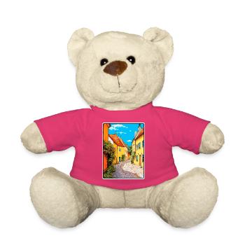 Gotland Sweden Vintage Travel Poster Cityscape WPA - Teddy Bear - pink - Front