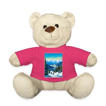 Borovets Bulgarien Vintage-Reiseplakat Stadtbild - Teddy - Pink - Vorne