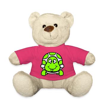 Turtle Tongue Sticking Out Naughty Funny Cool - Teddy Bear - pink - Front