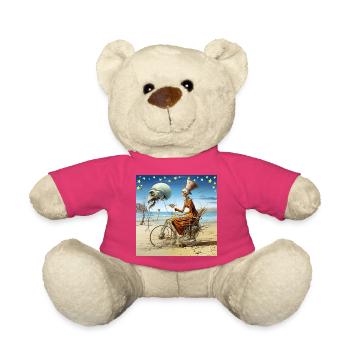 Surrealischer Strandgeist mit Mondskull Halloween - Teddy - Pink - Vorne