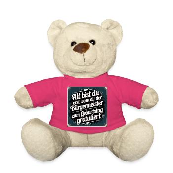 Tu n’es que vieux - drôle de dicton d’anniversaire - Nounours - rose - Devant