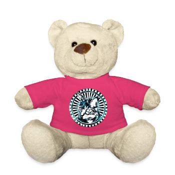 Futuristische Katzenillustration mit Strahlenkranz - Teddy - Pink - Vorne
