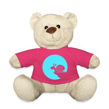 Snail Cliff Night Moon Round Mountain Funny Cute - Teddy Bear - pink - Front