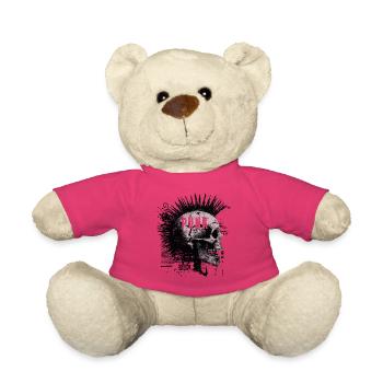 Punkrock Mohawk Schädel - Teddy - Pink - Vorne