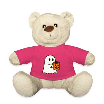 Motif fantôme mignon avec tasse à café d’Halloween - Nounours - rose - Devant