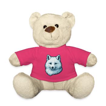 Illustration de visage de loup bleu - Nounours - rose - Devant