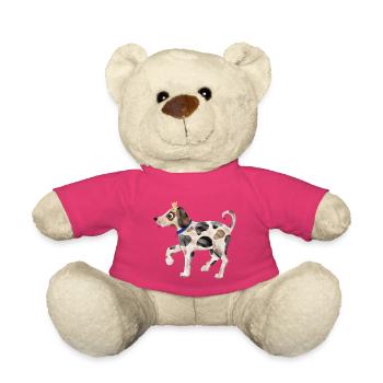 Drôle de chien avec une fourrure tachetée et une couronne - Nounours - rose - Devant