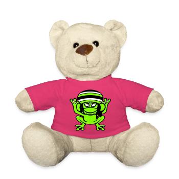Frog Reggae Music Rasta Hair Hat Jamaica Fun - Teddy Bear - pink - Front