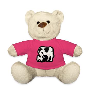 Vache et veau – Noir et blanc avec cœur - Nounours - rose - Devant