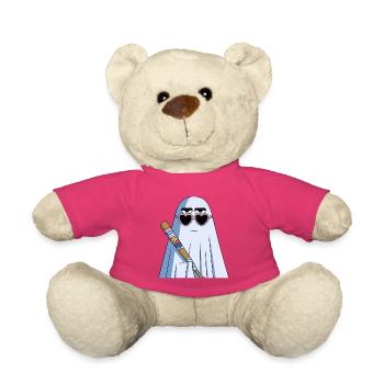 Sarcastic Ghost with Heart Shades & Bat - Teddy - Pink - Vorne