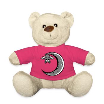 Süße Fledermaus Sichelmond hängt Halloween Nacht - Teddy - Pink - Vorne