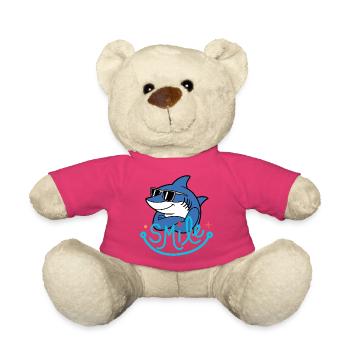 shark with a Smile and Glasses - Teddy Bear - pink - Front