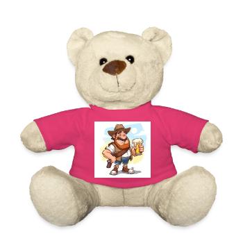 Fröhlicher Bierfreund mit Hut - Teddy - Pink - Vorne