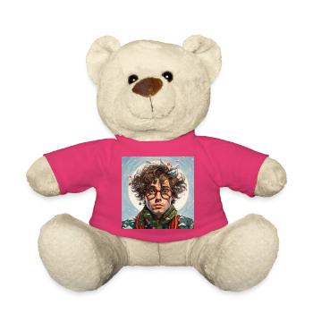 Portrait magique de Noël avec des lunettes rouges - Nounours - rose - Devant