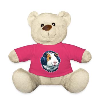 Meerschweinchen mit Kopfhörern | Musikdesign - Teddy - Pink - Vorne