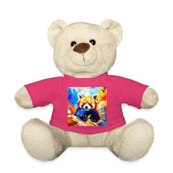Panda Rouge Fleur Bleue - Nounours - rose - Devant