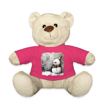 Bonhomme de neige d’hiver avec écharpe - Nounours - rose - Devant