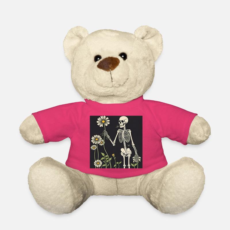 Skelett und Gänseblümchen-Strauß - Teddy - Pink