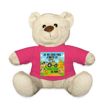 Papas Traktor und bunte Tiere - Teddy - Pink - Vorne