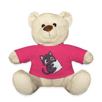 Kawaii kitten cuddly on pillow - Teddy Bear - pink - Front