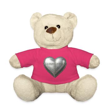 T-shirt logo Cœur riveté acier - Nounours - rose - Devant