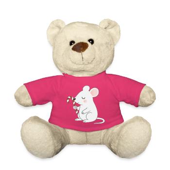Souris mignonne avec une canne d’orge – Dessin animé mignon - Nounours - rose - Devant