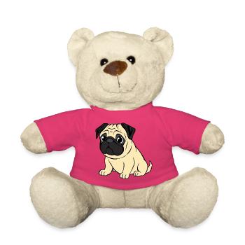 Mops Hunde T-shirt Geschenk Weihnachten - Teddy - Pink - Vorne