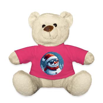 Cooler Schneemann mit Sonnenbrille im Schnee - Teddy - Pink - Vorne