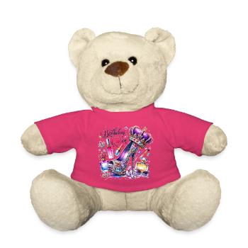 Anniversaire Reine des talons hauts couronne Paillettes - Nounours - rose - Devant