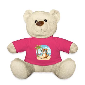 Tigre mignon avec des lunettes vacances d’été sur la plage - Nounours - rose - Devant